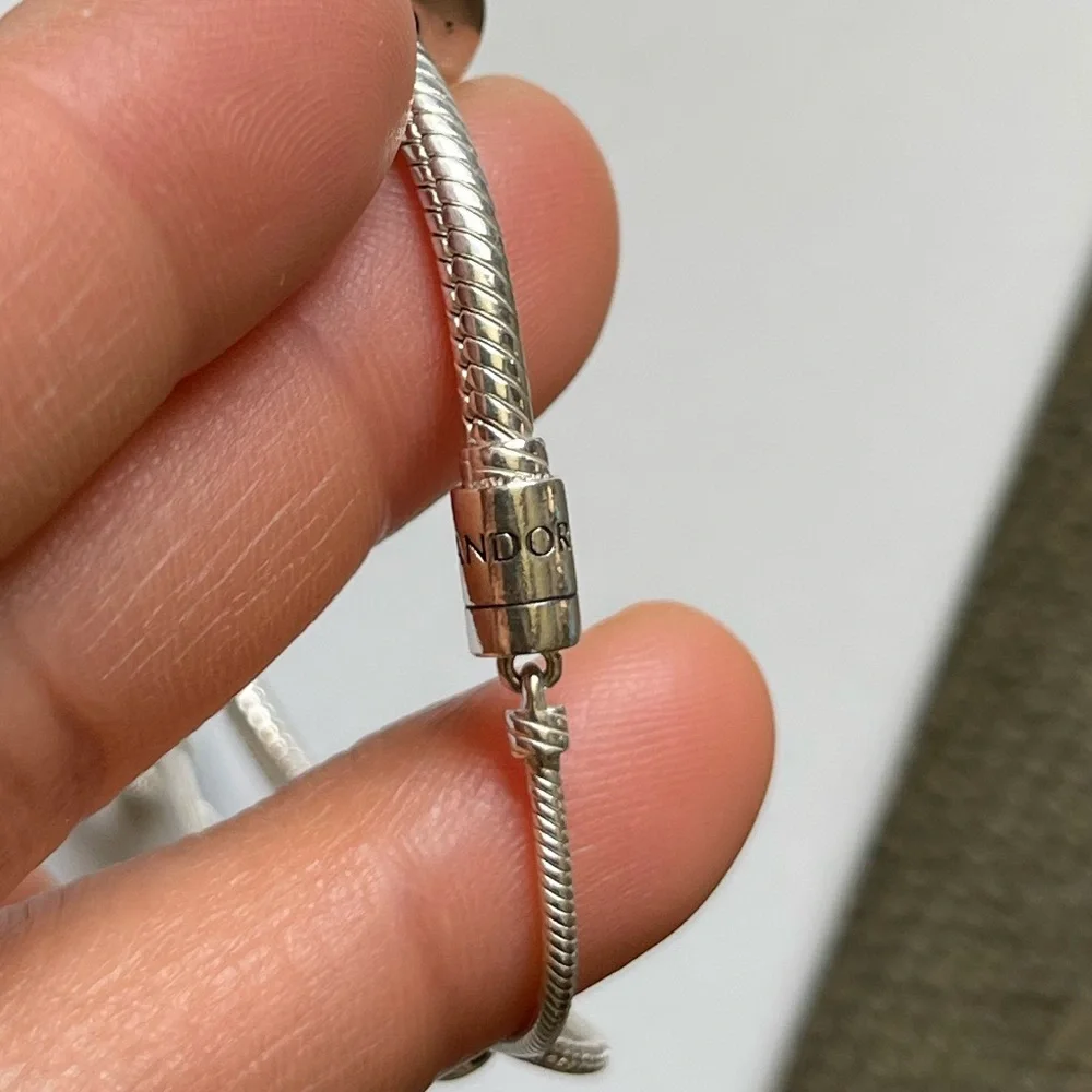 Authentic Pandora Slider Tennis Bracelet w/ 3 Pandora Charms EUC - Picture 14 of 16